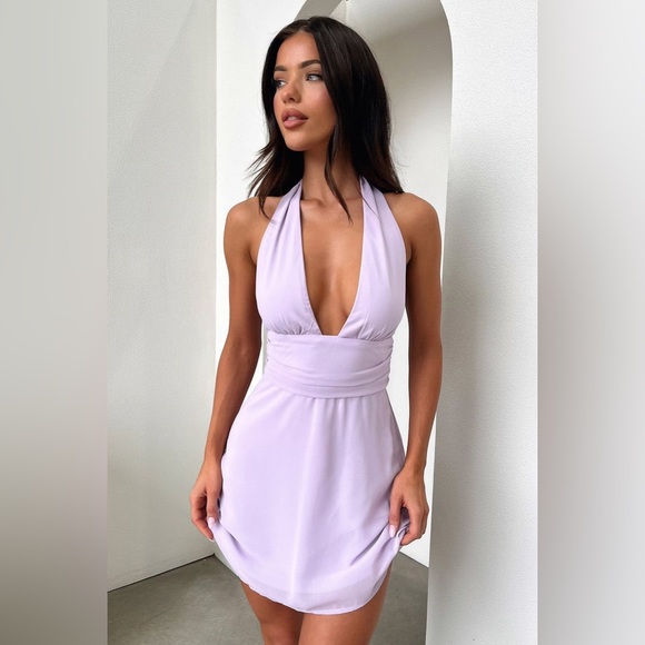 THATSOFETCH Lilac Elenor backless halter tie dress Sz4 US sz 8AU New with tags - Picture 7 of 10